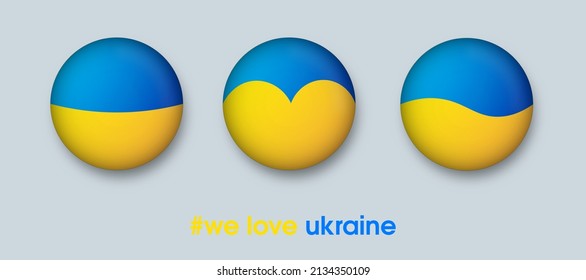 The national flag of the ukraine in badge style. Flag of ukraine in circle shape.