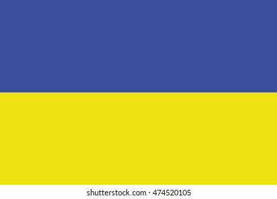 The National Flag of Ukraine. Horizontal banner of two equally sized bands of blue and yellow. Proper proportions and colors. Vector illustration in eps8.