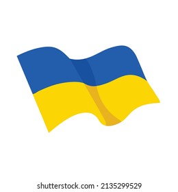 National flag of Ukraine isolated on white background. Waving flag.