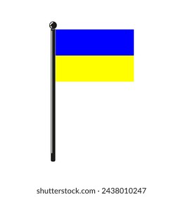 national flag of Ukraine with saturated colors and on the stick