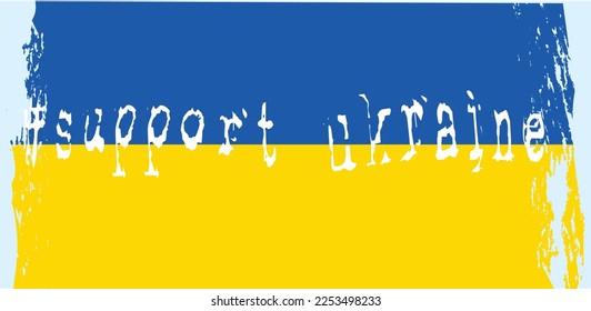 National flag of Ukraine. Symbol, poster, banner with support Ukraine text of the national flag
