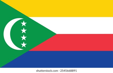 A bandeira nacional da União das Comores foi concebida em 2001 e adotada oficialmente em 23 de dezembro desse ano