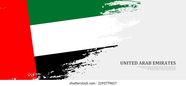 Bandera nacional de los Emiratos Árabes Unidos con una bandera de pincel texturada. Fondo de la bandera del pincel dibujado a mano