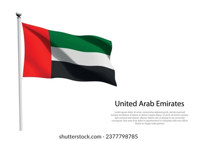 National flag United Arab Emirates isolated waving on white background