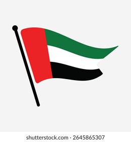 Bandeira nacional dos Emirados Árabes Unidos.  Emirados Árabes Unidos bandeira computador digital vetor ilustração ícone design.  Bandeira de mastro flutuante.