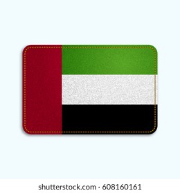 National flag of United Arab Emirates with denim texture and orange seam. Realistic image of a tissue made in vector illustration.