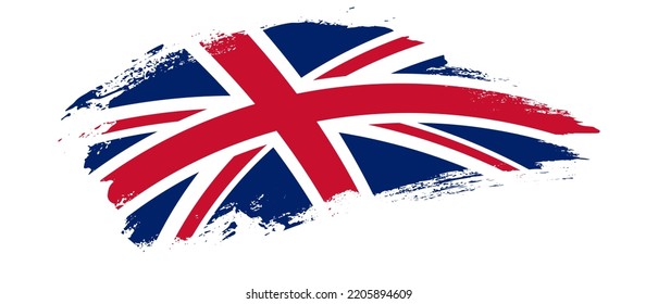 National flag of United Kingdom with curve stain brush stroke effect on white background