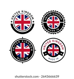National flag of the United Kingdom of Great Britain and Northern Ireland, set flat vector icons