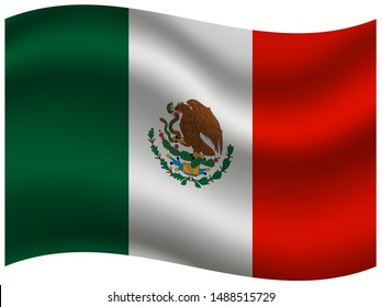 National flag of United Mexican States. original colors and proportion. Simply vector illustration, from countries flag set.