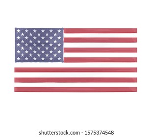 The National Flag of UNITED STATES OF AMERICA, watercolor style, sign symbol background, vector illustration.