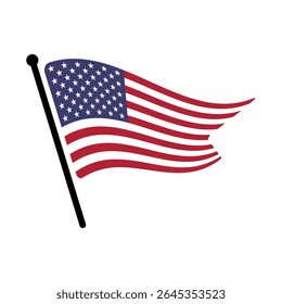 Bandeira nacional dos Estados Unidos.  Bandeira dos EUA computador digital vetor ilustração ícone design.  Bandeira de mastro flutuante.