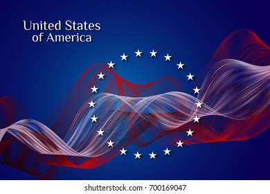 National flag of the United States of America. Stars and red and white stripes on a blue background. Background. Vector