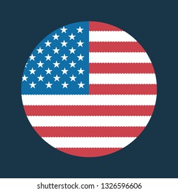 National flag of united states in circle. Vector illustration, icon, sign.