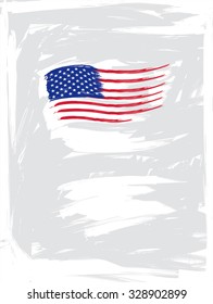 National flag of United States over grunge background