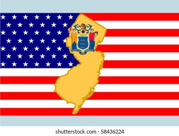 The national flag of the United States and symbolism of each of the states.