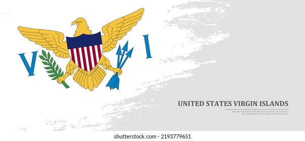 National flag of United States Virgin Islands with textured brush flag. Artistic hand drawn brush flag banner background