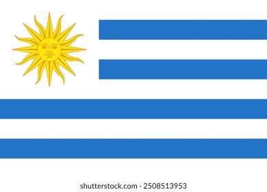 Bandeira nacional do Uruguai com sol amarelo