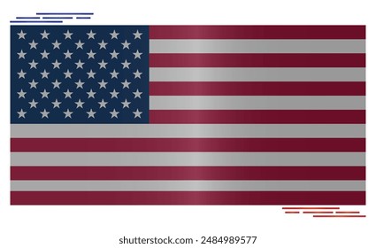 National Flag of USA in black shadow. United States flag in Rectangle shape. America. American flag isolated on white background. Editable vector EPS available