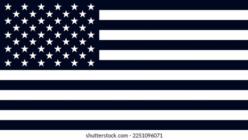 The national flag of the USA in black and white colors. Vector illustration