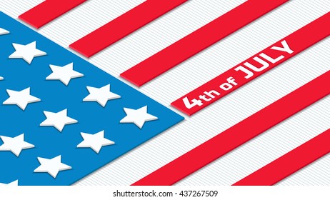 National flag of the USA. Fourth of July. American Independence Day background. Isometric vector illustration