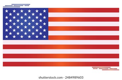 National Flag of USA. United States flag in Rectangle shape. America. American flag isolated on white background. Editable vector EPS available