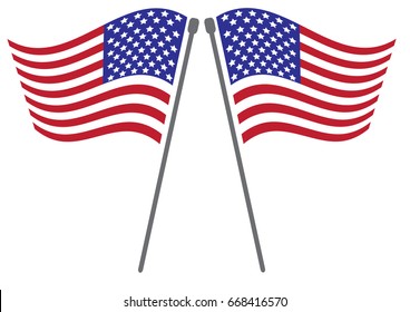 National flag of USA with vector illustration design - Twin wave USA flag