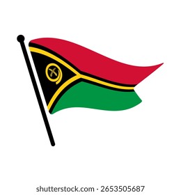 Bandeira nacional de Vanuatu.  Bandeira de Vanuatu computador digital vetor ilustração ícone design.  Bandeira de mastro flutuante.