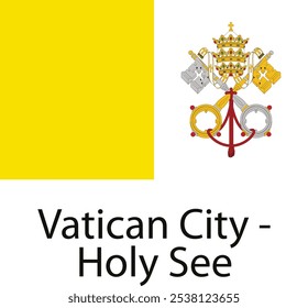 The national flag of Vatican City, featuring a yellow field and the papal coat of arms with two keys and a triple crown.