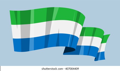 National flag vector editable banner ribbon country world Sierra Leone Africa Republic of Sierra Leone