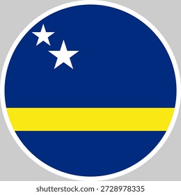 Ilustración vectorial de la bandera nacional de Curazao en forma de círculo, diseño de alta calidad