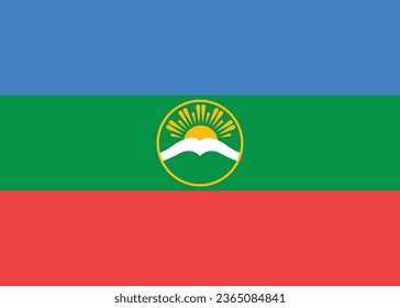 National flag vector illustration of Karachay-Cherkessia.