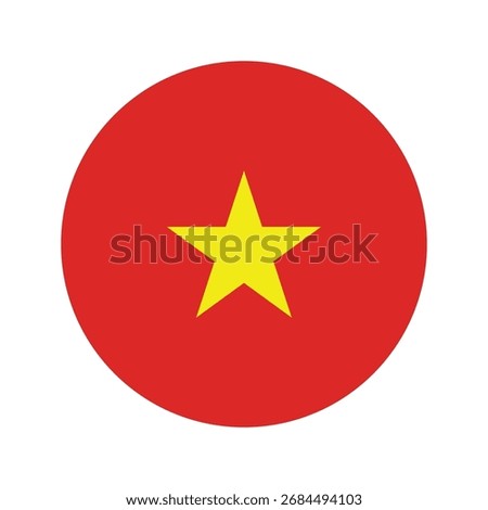 National flag of Vietnam. Vietnam flag in the shape of a circle. Vector Illustration.