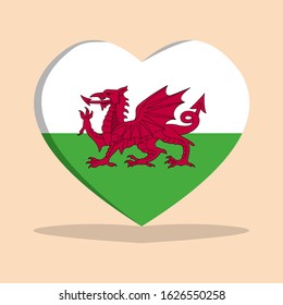 The national flag of wales love icon isolated on cream background vector illustration