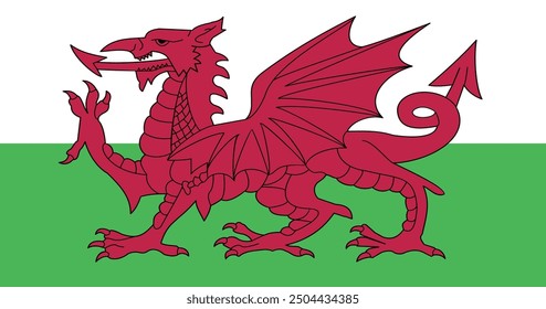 National flag of Wales. Rectangular flag. Vector illustration
