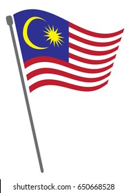 National flag waving of Malaysia vector background or National Flag of Malaysia with vector illustration design