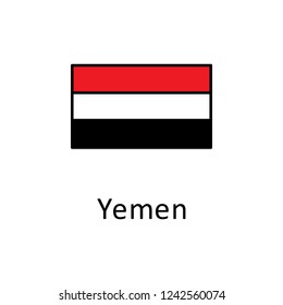 National flag of Yemen in simple colors with name icon