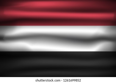 National Flag of Yemen YE. Front view, official colors and correct proportion. Realistic vector illustration.