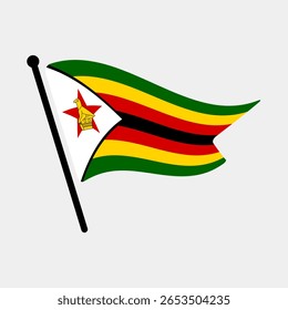 Bandeira nacional do Zimbabwe.  Zimbábue bandeira computador digital vetor ilustração ícone design.  Bandeira de mastro flutuante.