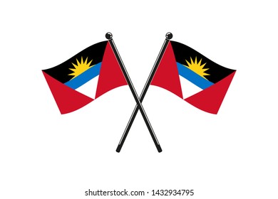 national flags of Antigua and Barbuda, crossed,  in the original colours