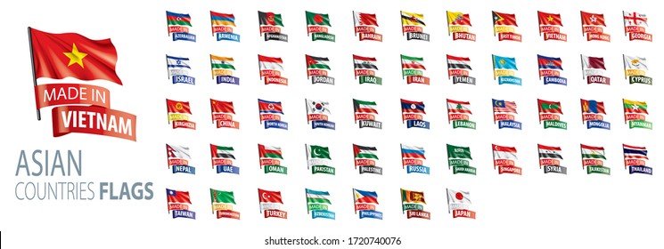 National flags of Asian countries. Vector