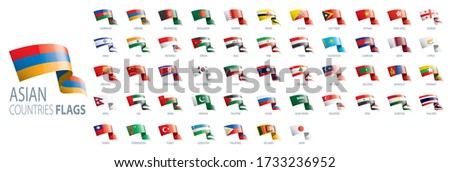 National flags of Asian countries. Vector illustrations