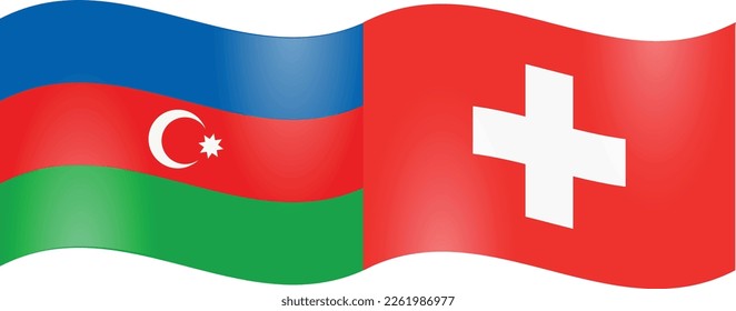 National flags of Azerbaijan and Switzerland