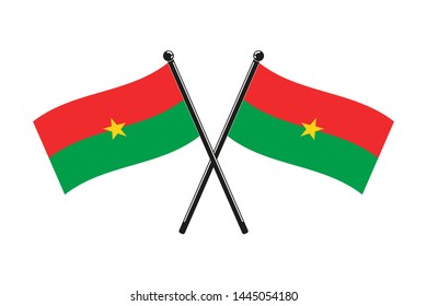 national flags of Burkina faco crossed,  in the original colours on the sticks