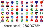 National flags in circle shape. National flags set. World flags. Flags of countries