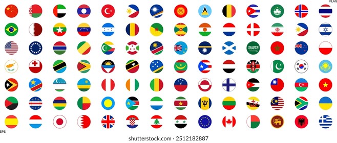 Banderas nacionales en forma de círculo. Conjunto de banderas nacionales. Banderas mundiales. Banderas de los países