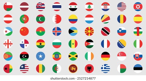 National flags in circle shape. National flags set. World flags. Flags of countries