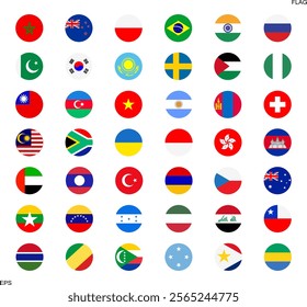 National flags in circle shape. National flags set. World flags. Flags of countries