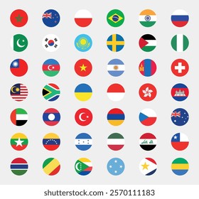 National flags in circle shape. National flags set. World flags. Flags of countries