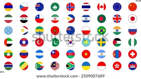 National flags in circle shape. National flags set. World flags. Flags of countries