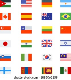 national flags collection set icons 